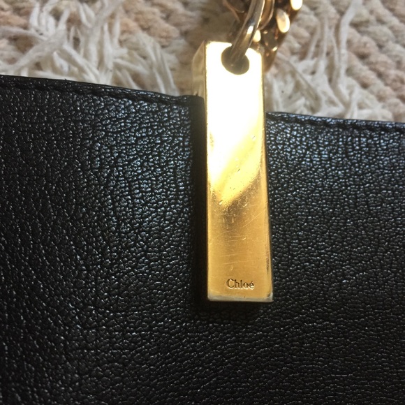 Authentic Chloe Black Orange Colorblock Chain Tote - Picture 4 of 8